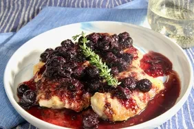 Pan-Seared Chicken Thighs with Blueberry Balsamic Sauce