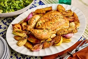 One-Pan Lemon Oregano Roast Chicken with Roasted Vegetables