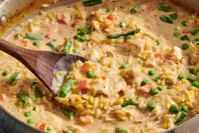 Creamy One-Skillet Rotisserie Chicken Orzo