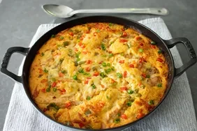 One-Pan Spicy Chipotle Chicken Cornbread with Hot Honey Butter
