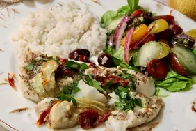 Mediterranean Baked Cod with Garlic & Olives
