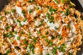 One-Pan Tangy Buffalo Chicken and Rice Skillet